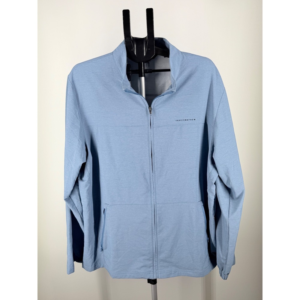 TravisMathew Mens XXL Blue Full Zip Performance Golf Jacket Lightweight Stretch